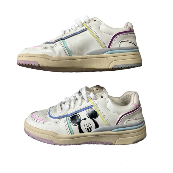 Zara X Disney Mickey Mouse Girls Casual Everyday Lace Up Sneakers EU32 Off White - Picture 1 of 6